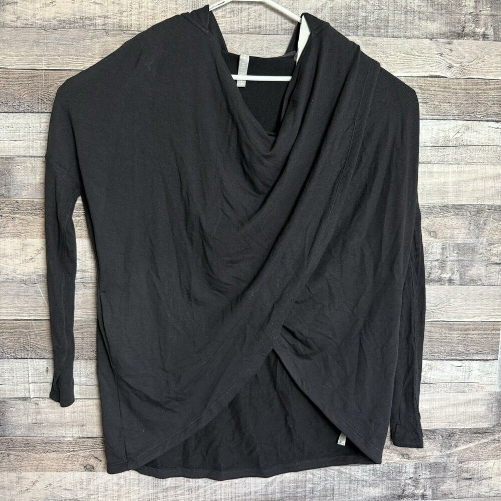Athleta Women Purana Wrap Sweatshirt SZ S Oversized Cozy Soft Yoga Hoodie Black